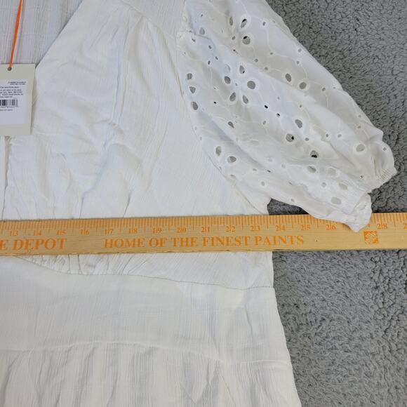 Knox Rose Maxi Dress Wedding Button Front Laced Open Work Embroidered 2X White - Picture 10 of 16